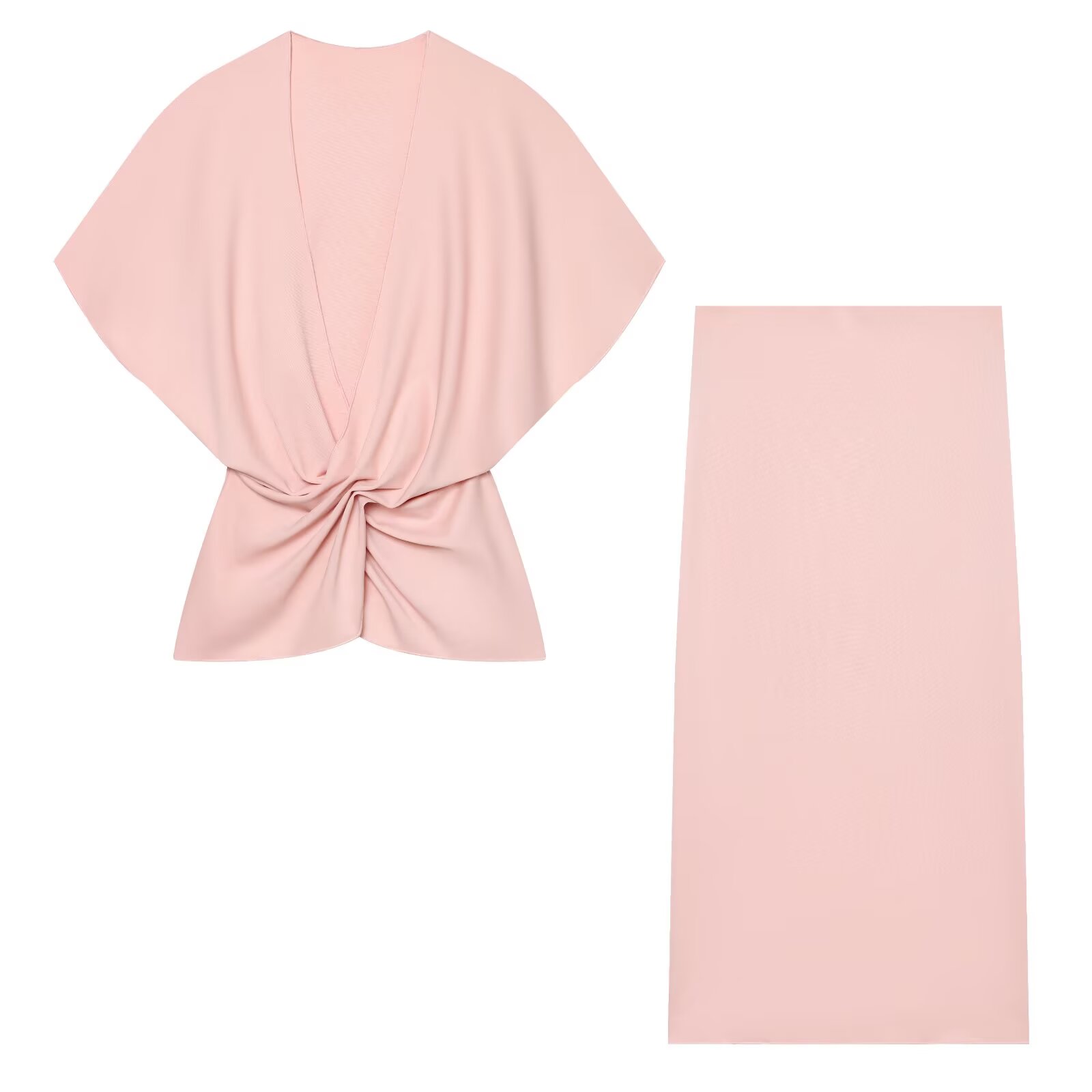 Formal Attire Woman - 2026 Kadın Zarif Pembe İki Parçalı