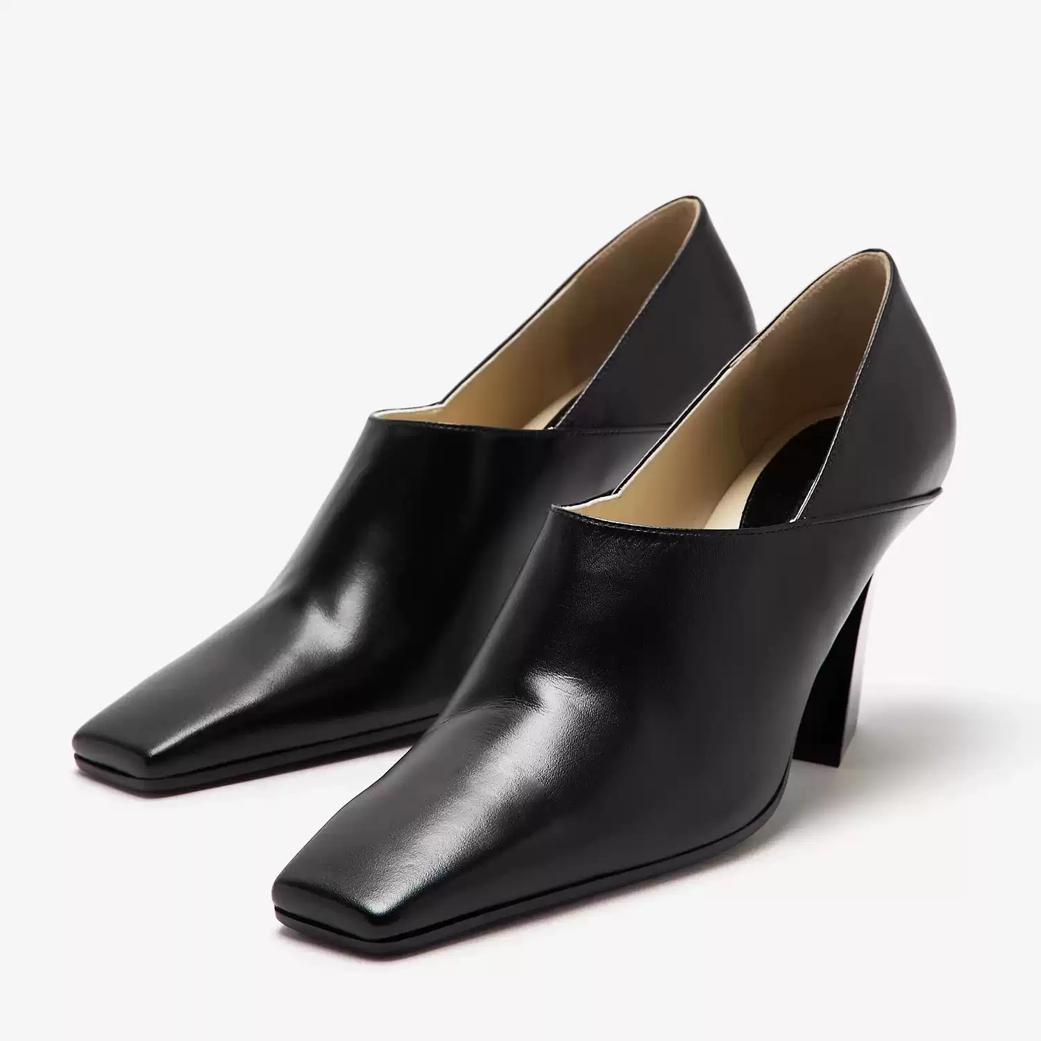 Formal Wear Women'S Loafers - Kadın Siyah Deri Kare Burunlu Blok