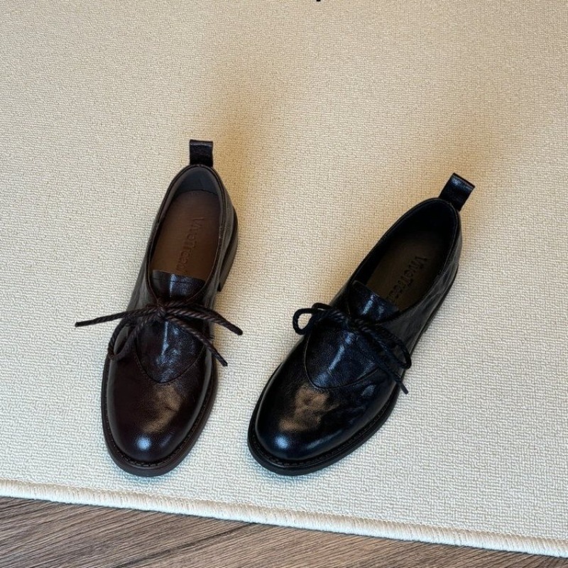 Kitten Heel Women - Fransız Vintage Basit Bağcıklı Loafer'lar İlkbahar